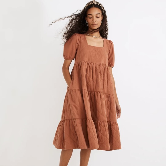 Madewell Dresses & Skirts - NWOT Madewell Quilted Aidy Square-Neck Tiered Midi Dress, sz 12, unworn